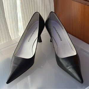 Genuine leather pointed toe heels